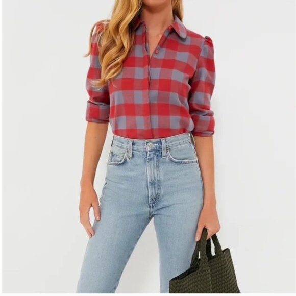 Tuckernuck Tops - Tuckernuck Red and Gray Plaid Saranac Flannel Shirt XS